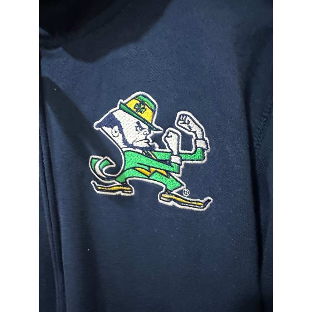 E5 Notre Dame Fighting Irish Hoodie Women Medium Navy Sequin Full Zip Sweatshirt - Picture 2 of 5
